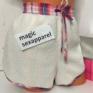 VS S L XL SLEEP SHORTS SHERPA PLAID PAJAMAS BOW SUPER SOFT